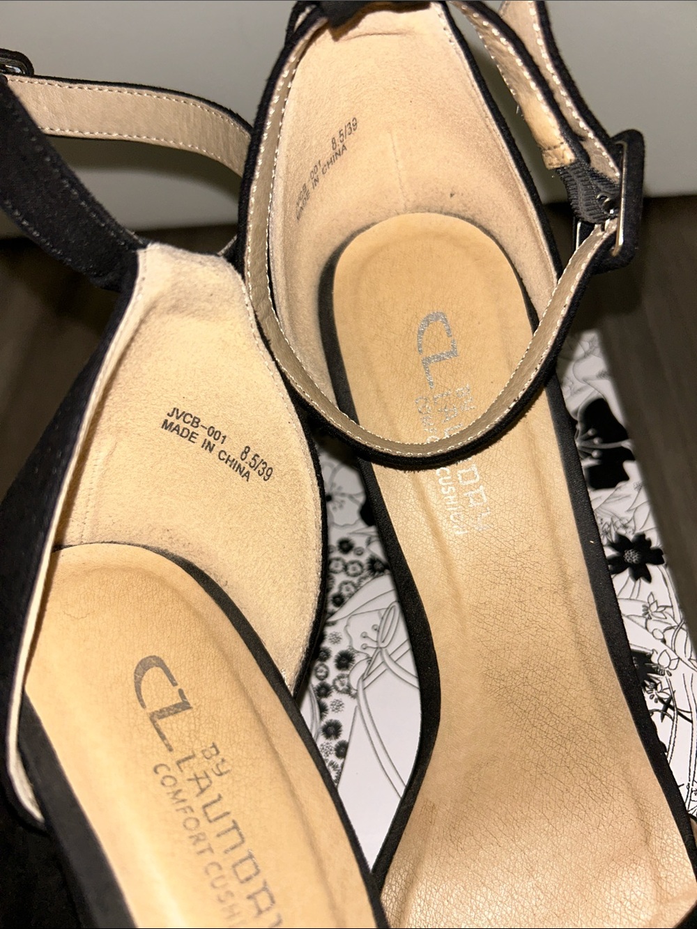 CL by Laundry Black Block Heel Ankle Strap Sandals - Picture 6 of 7